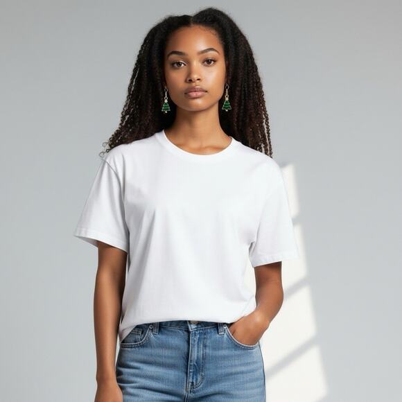 Handmade Christmas Tree Earrings - Picture 2 of 3